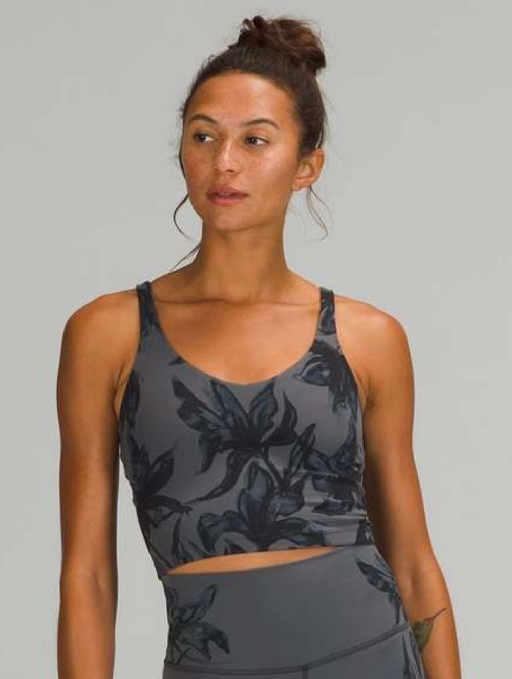 Lululemon Athletica Gray Floral Scoop Neck Tank Size 4